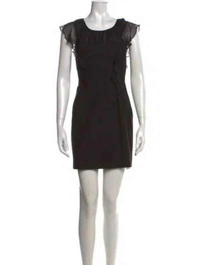 Pre-owned Black Halo Crew Neck Mini Dress In Black