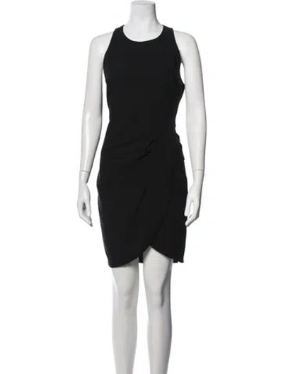 Pre-owned Black Halo Crew Neck Mini Dress In Black