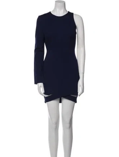 Pre-owned Black Halo Crew Neck Mini Dress In Blue