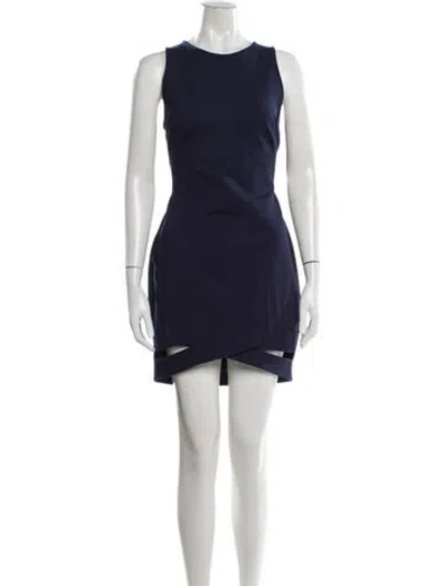 Pre-owned Black Halo Crew Neck Mini Dress In Blue