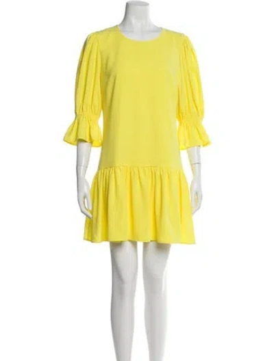Pre-owned Black Halo Crew Neck Mini Dress In Yellow