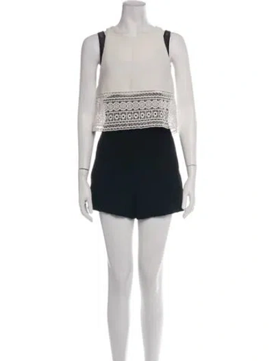 Pre-owned Black Halo Crew Neck Romper In Black/white