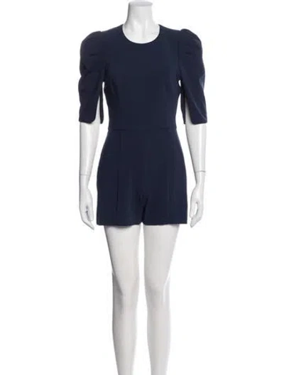 Pre-owned Black Halo Crew Neck Romper In Blue