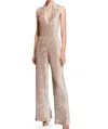 Black Halo Crushed Velvet Denley Jumpsuit In Gold In Gold