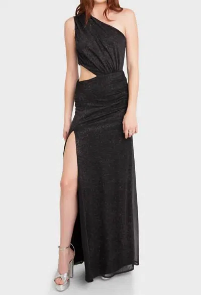 Black Halo Damari One Shoulder Cutout Gown In Black