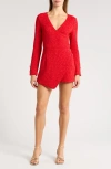Black Halo Tweed Demi Romper In Cherry Divine In Cherry Divine