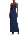 Black Halo Off The Shoulder Trumpet Gown In Pacific Blue