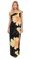 Black Halo Dolan One-shoulder Gown In Bursting Bloom