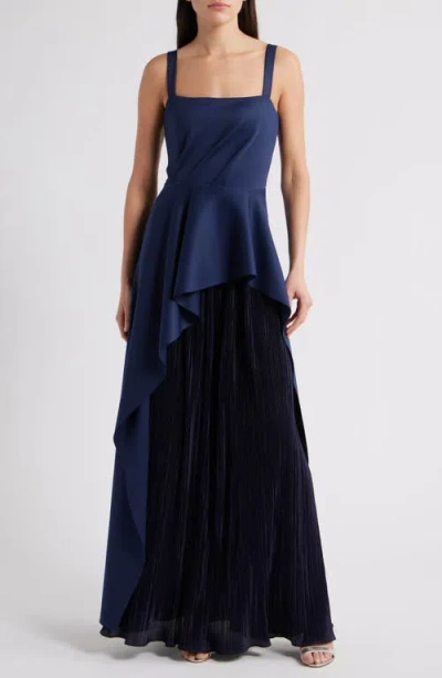 BLACK HALO BLACK HALO DOROTHEA PLISSÉ SLEEVELESS SATIN GOWN