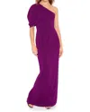 Black Halo Egan Pleated One-shoulder Column Gown In Purple