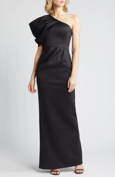 Black Halo Egan One-shoulder Gown In Black