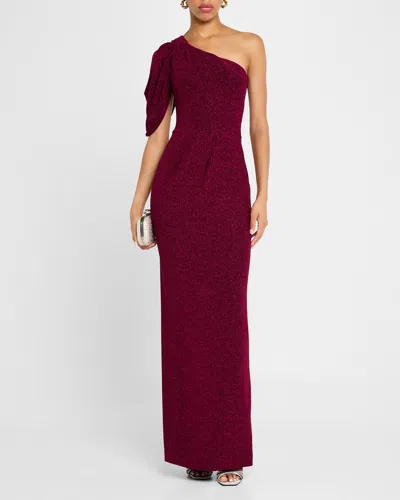 BLACK HALO EGAN PLEATED ONE-SHOULDER COLUMN GOWN