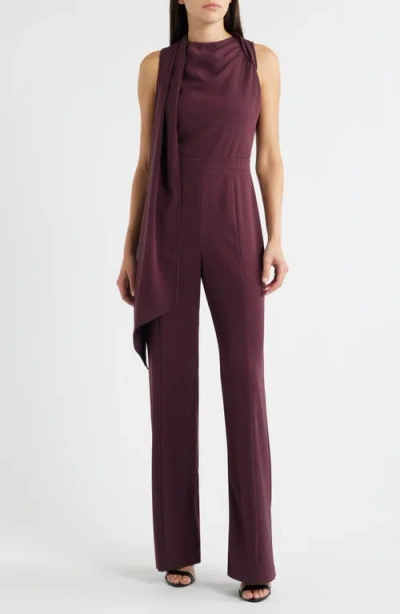 Black Halo Enola Side Drape Sleeveless Jumpsuit In Burgundy