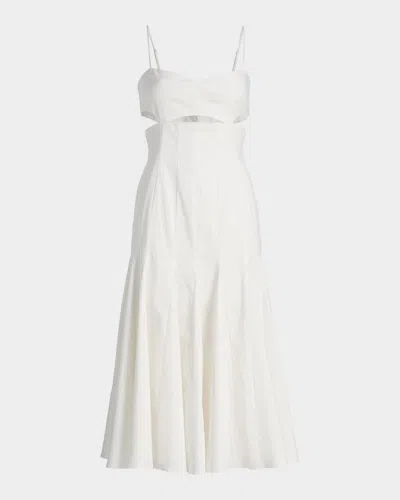 Black Halo Erica Stretch-cotton Midi Dress In White