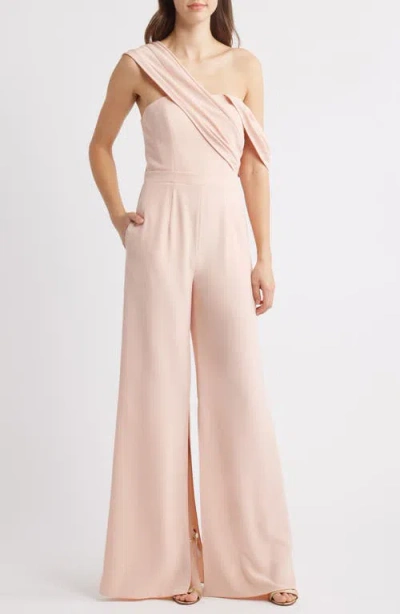 Black Halo Evelina Draped Off The Shoulder Wide Leg Jumpsuit In Ballet Slipper