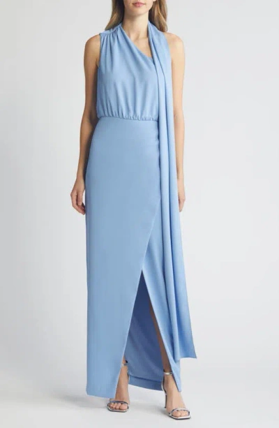 BLACK HALO BLACK HALO FANTASIA NECK SCARF ONE-SHOULDER COLUMN GOWN