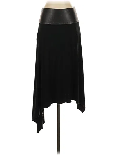 Pre-owned Black Halo Faux Leather Skirt In Black