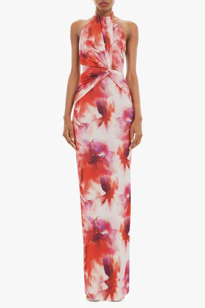Black Halo Fina Gown In Red