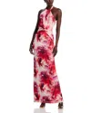 Black Halo Fina Halter Evening Gown In Red