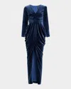 Black Halo Finnegan Draped Velvet Gown In Slate