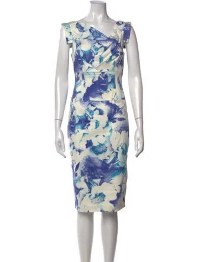 Pre-owned Black Halo Floral Print Knee-length Dress In Neutrals