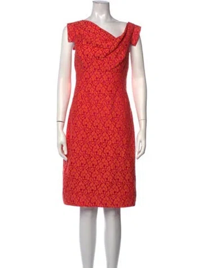 Pre-owned Black Halo Floral Print Knee-length Dress In Orange/pink