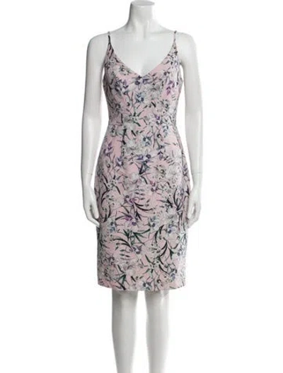 Pre-owned Black Halo Floral Print Knee-length Dress In Pink