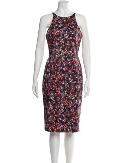 Pre-owned Black Halo Floral Print Knee-length Dress In Pink
