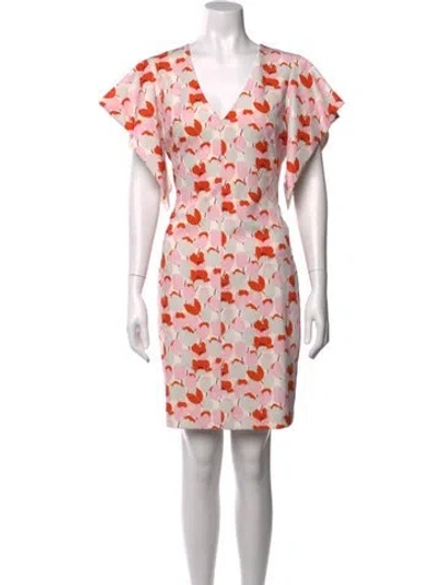 Pre-owned Black Halo Floral Print Knee-length Dress In Pink