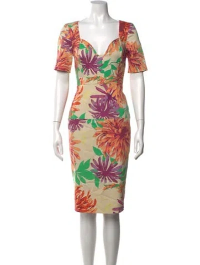 Pre-owned Black Halo Floral Print Knee-length Dress In Pink