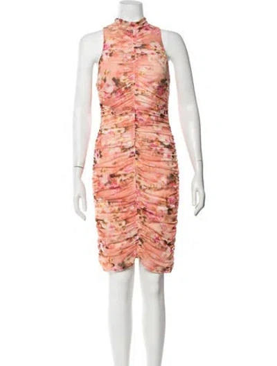Pre-owned Black Halo Floral Print Mini Dress In Orange