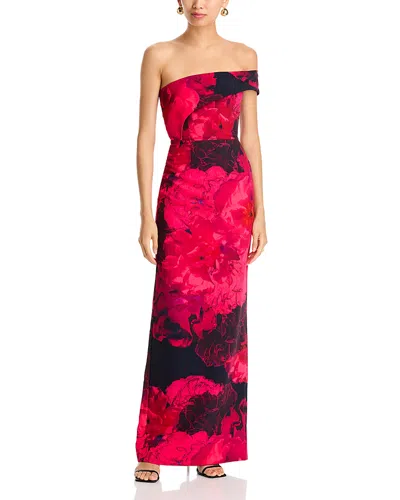Black Halo Florin One Shoulder Column Gown In Wild Bloom