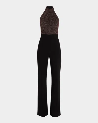 Black Halo Genesis Shimmer Halter Jumpsuit In Lumiere Sparkle