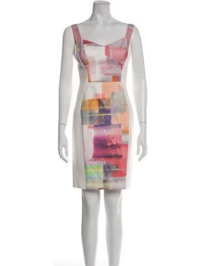 Pre-owned Black Halo Graphic Print Knee-length Dress In Pink