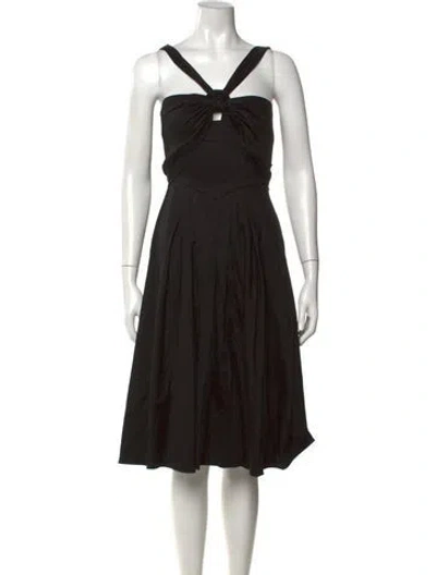 Pre-owned Black Halo Halterneck Knee-length Dress In Black