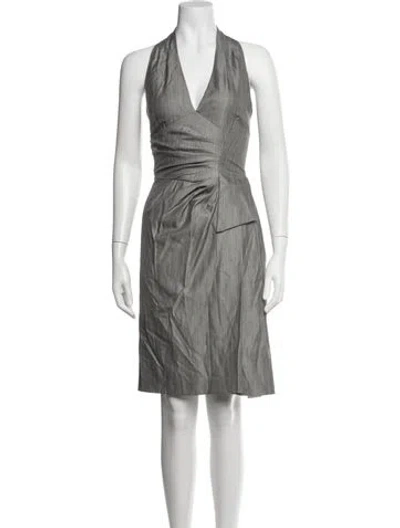 Pre-owned Black Halo Halterneck Knee-length Dress In Grey