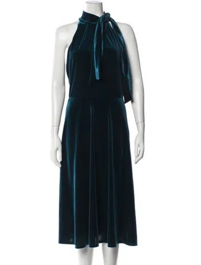 Pre-owned Black Halo Halterneck Midi Length Dress In Blue