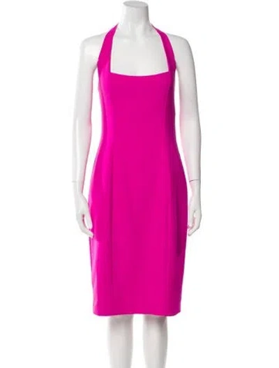 Pre-owned Black Halo Halterneck Midi Length Dress W/ Tags In Pink