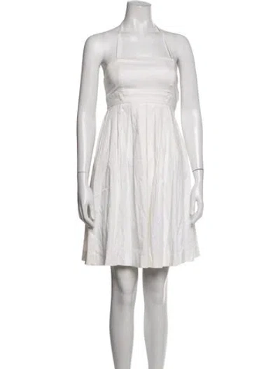 Pre-owned Black Halo Halterneck Mini Dress In White