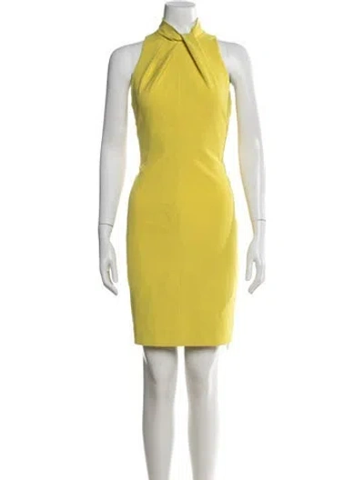 Pre-owned Black Halo Halterneck Mini Dress In Yellow