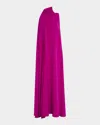 Black Halo Henna Draped Turtleneck Trapeze Gown In Berry Plum