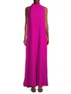 Black Halo Henna Draped Turtleneck Trapeze Gown In Multi