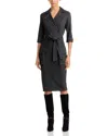 Black Halo Iria Tie Belt Denim Sheath Dress In Denim Daze