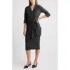 Black Halo Iria Tie Belt Denim Sheath Dress In Denim Daze