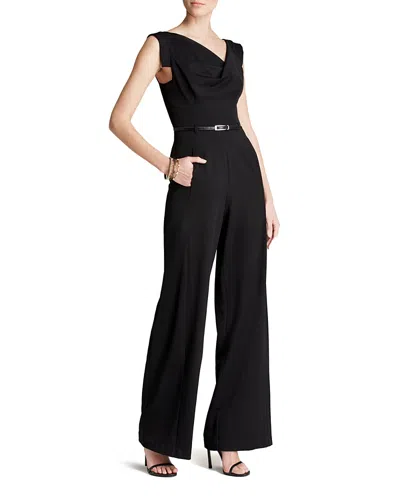 Black Halo Jackie Cap-sleeve Belted Wide-leg Jumpsuit In Black
