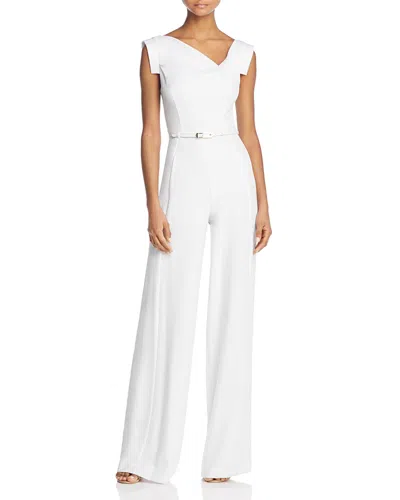 Black Halo Jackie Cap-sleeve Belted Wide-leg Jumpsuit In White