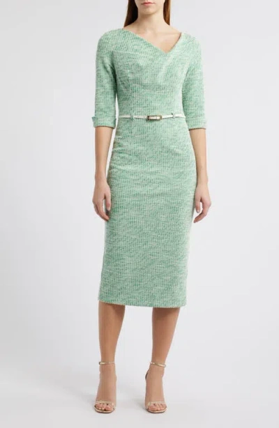Black Halo Jackie Metallic Belted Midi Dress In Prestigious Pine