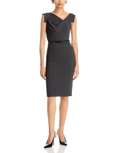 Black Halo Jackie O Belted Sheath Dress In Blue