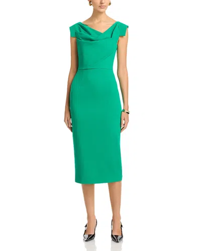 Black Halo Jacqueline Midi Gabardine Sheath Dress In Green