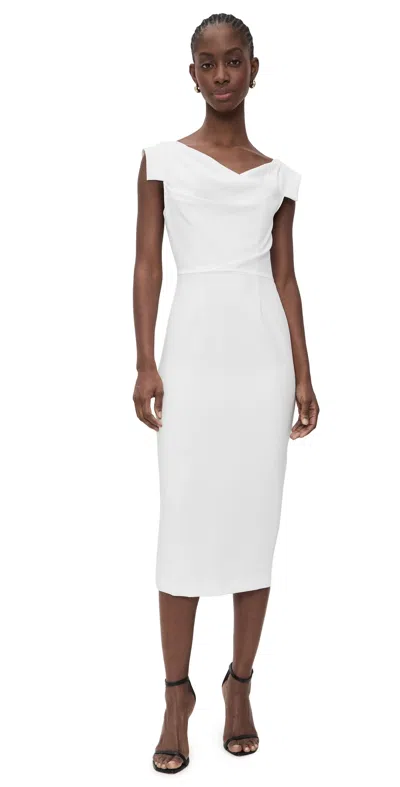 Black Halo Jacqueline Midi Dress Porcelain In White